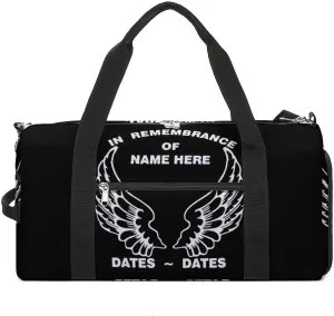 Remembrance of Name-Angel Wings Travel Duffel Bag Sport Gym Tote Bag Lightweight with Shoes Compartment for Men Women