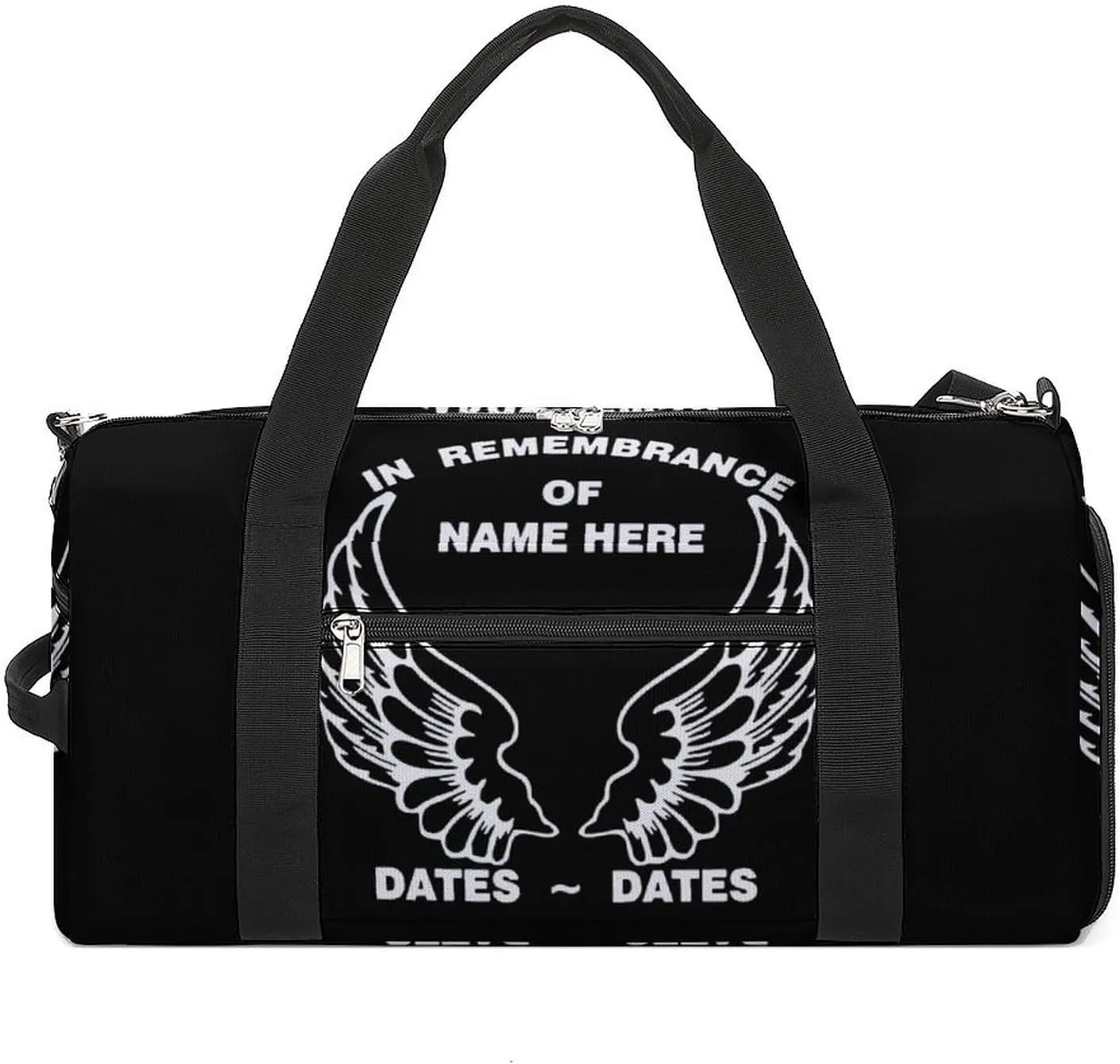 Remembrance of Name-Angel Wings Travel Duffel Bag Sport Gym Tote Bag Lightweight with Shoes Compartment for Men Women