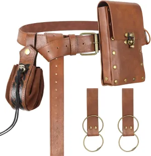 Renaissance Belt Pouch Medieval Viking Pirate Leather Bag Potion Bottle Set Skirt Hike Halloween Cosplay Costume Accessorie(brown, Belt Pouch)