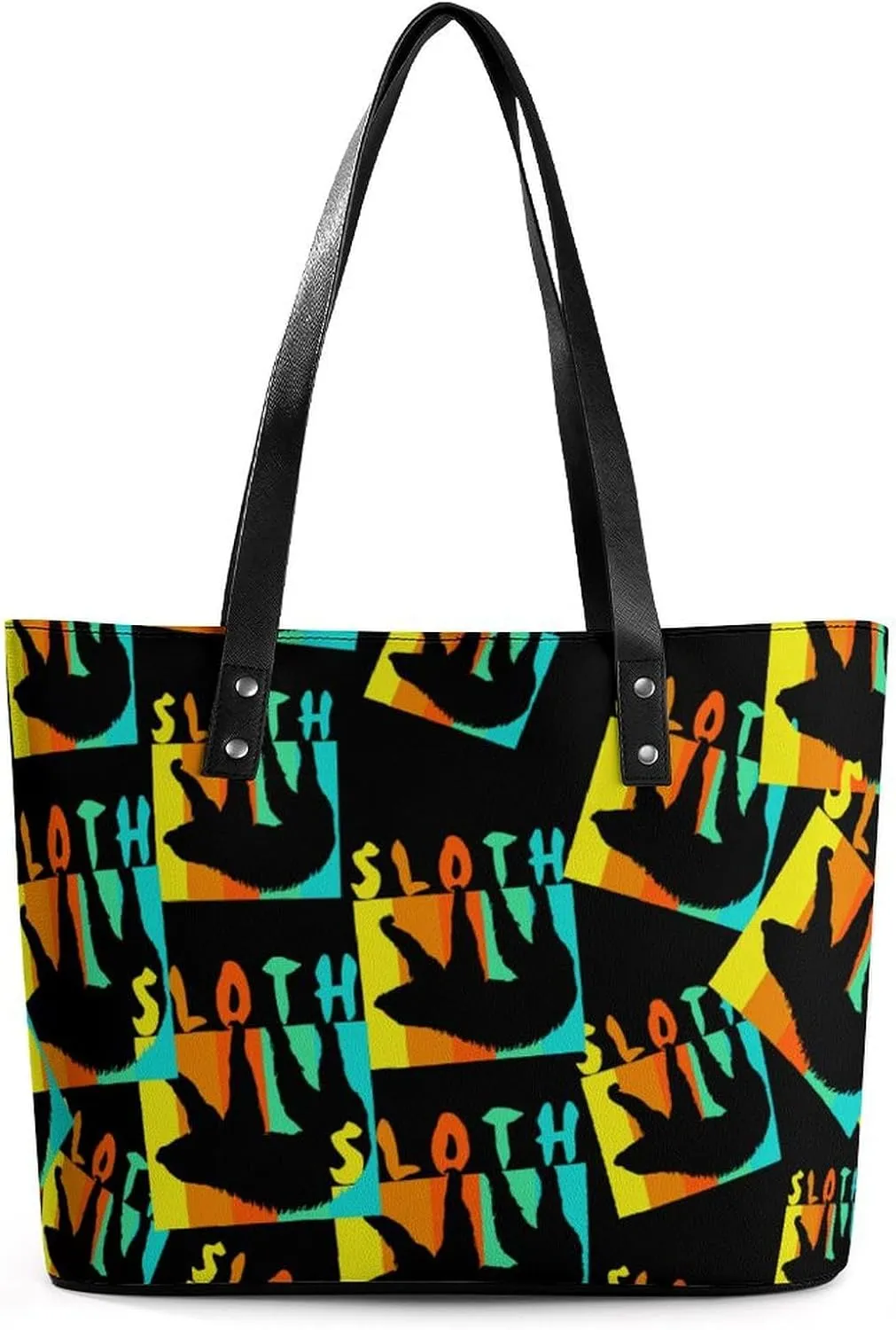 Retro Sloth Women's Tote Shoulder Bag Handbag Top Handle Leather 29 * 34 * 14cm