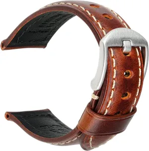 REZERO Watch Band, Vintage Oil Wax Leather Watch Straps 18mm 19mm 20mm 21mm 22mm 23mm 24mm 26mm Watch Belt for Men Women