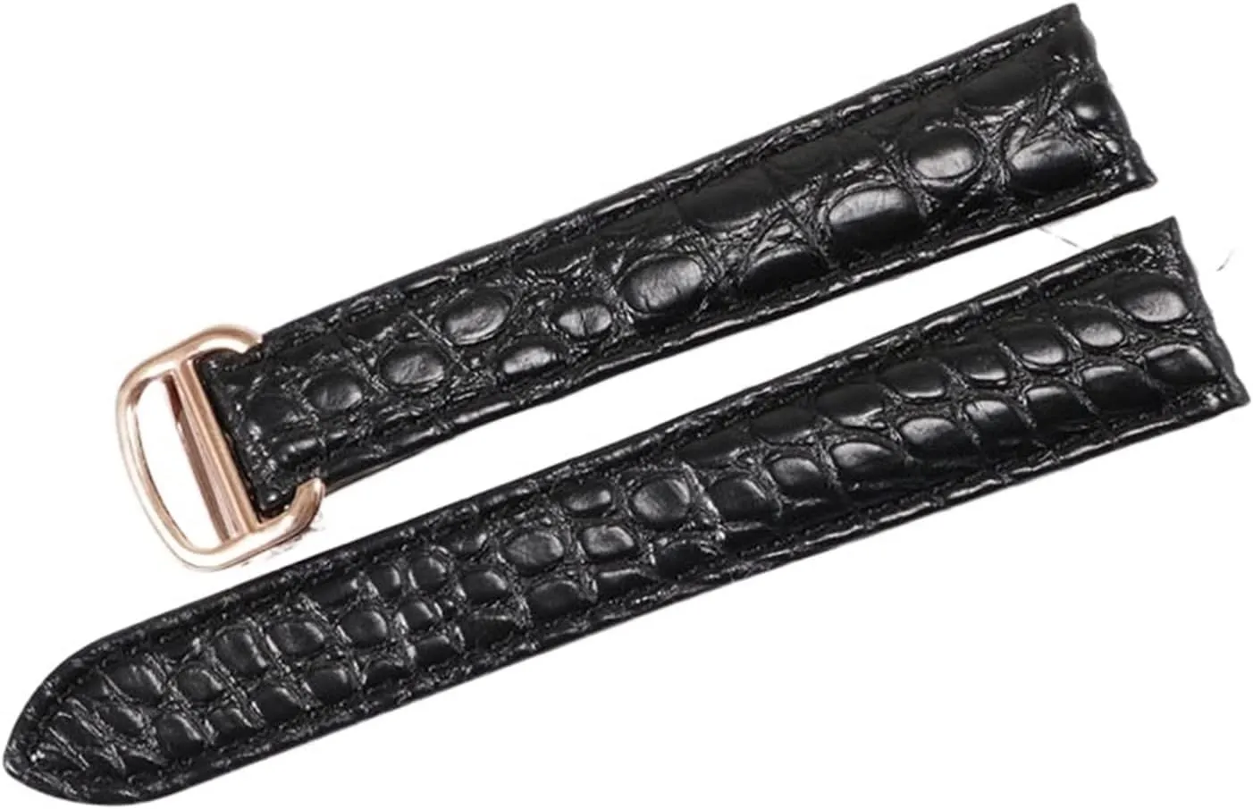 RHAIYAN Watch Accessories Crocodile Leather Watch Band with Stainless Steel Folding Buckle Compatible with Cartier Tank Solo Series Strap Specific (Color : Black, Size : 18MM_Silver Buckle)
