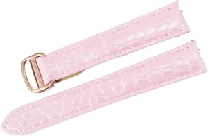 RHAIYAN Watch Accessories Crocodile Leather Watch Band With Stainless Steel Folding Buckle Compatible With Cartier Tank SOLO Series Strap Specific ( Color : Fluorescent Pink , Size : 16MM_GOLD BUCKLE
