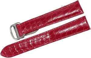 RHAIYAN Watch Accessories Crocodile Leather Watch Band with Stainless Steel Folding Buckle Compatible with Cartier Tank Solo Series Strap Specific (Color : Red, Size : 24MM_Silver Buckle)