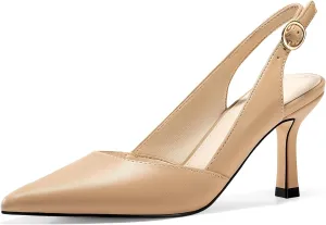 Rilista Women's Slingback Kitten Heels Closed Pointed Toe Wedding Party Dress Pumps Shoes