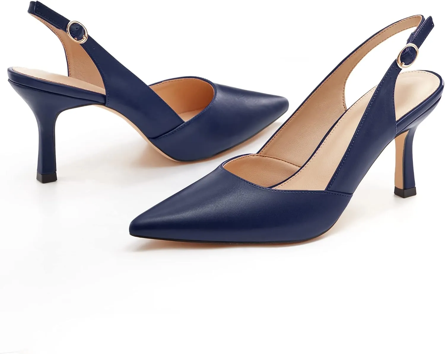 Rilista Women's Slingback Kitten Heels Closed Pointed Toe Wedding Party Dress Pumps Shoes