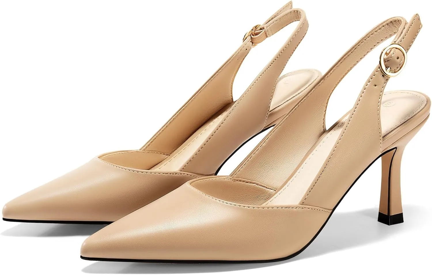 Rilista Women's Slingback Kitten Heels Closed Pointed Toe Wedding Party Dress Pumps Shoes
