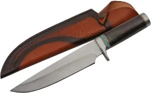 Rite Edge Bowie Knife 12.5" Overall Wood/Turquoise Handle Stainless Blade   Leather Sheath