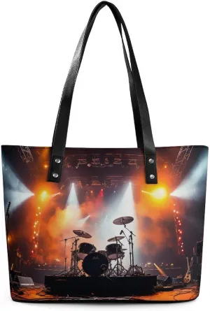 Rock Concert Stage Leather Lady's Handbag Crossbody Purse for Women Ladies Soft Shoulder Bag Medium Roomy Handbag Fashion Tote Top Handle Satchel