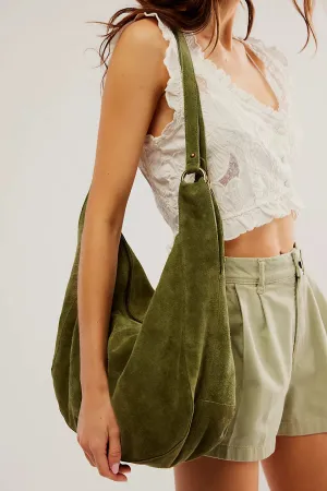 roma suede tote in olive moss