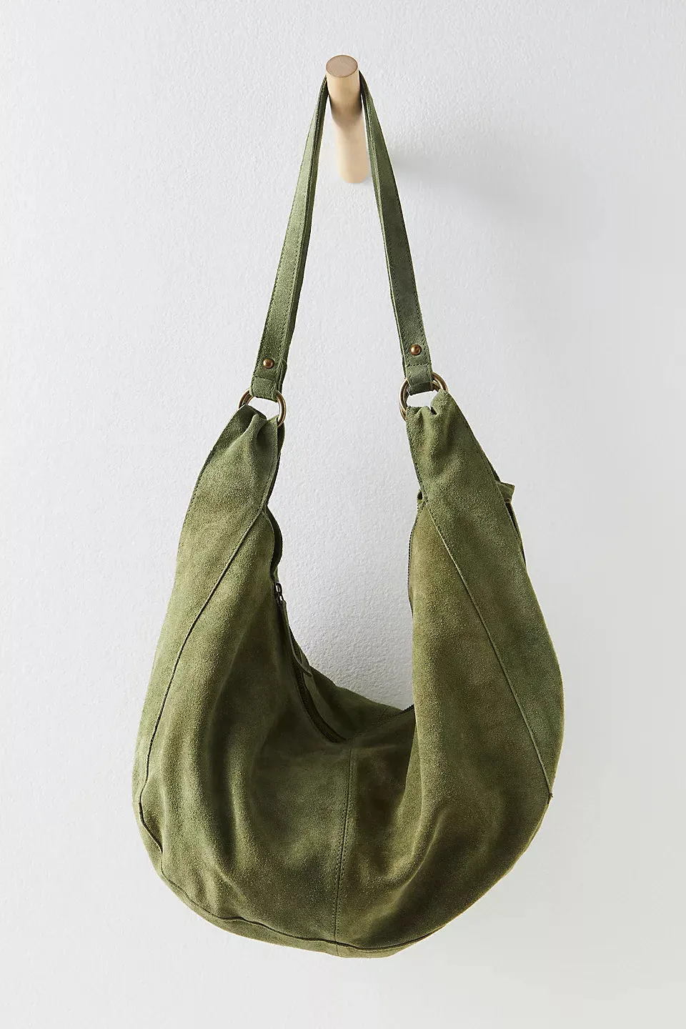 roma suede tote in olive moss