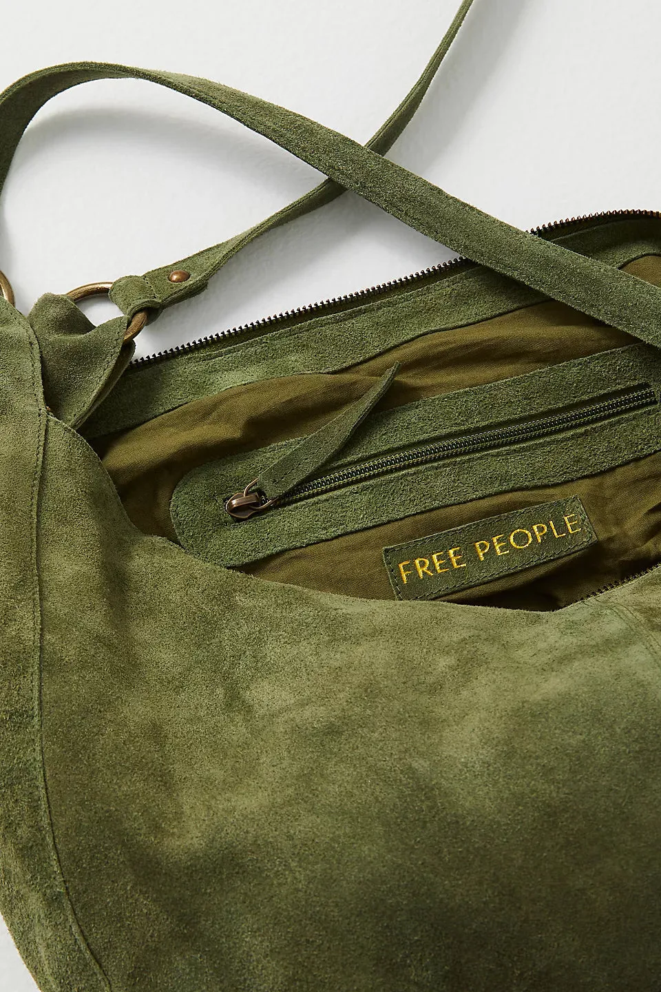 roma suede tote in olive moss