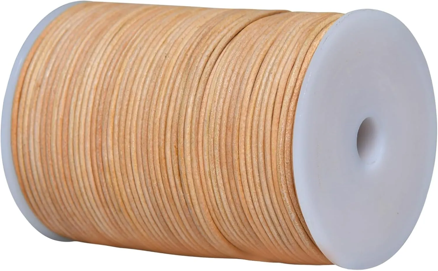 Round Genuine Leather String Cord, Rope for Jewelry Making, Necklaces, Bracelets, Kumihimo Braiding, Wraps, Crafts and Hobby Projects (Distressed Natural, 2.0 MM)