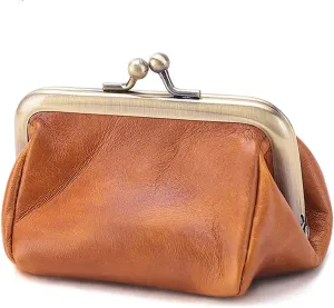 ROUROU Genuine Leather Clutch Bag for Women Kiss Lock Wallet Retro Coin Purse Coin Organizer Cute Purse