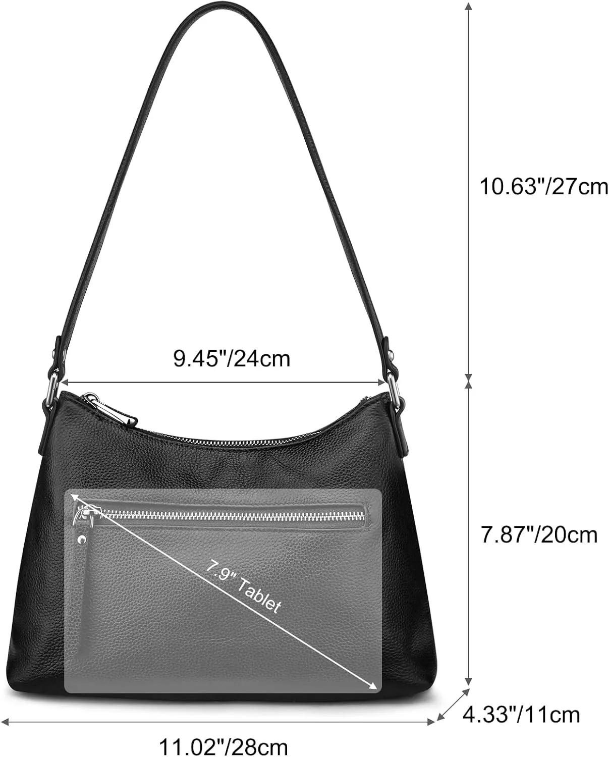 S-ZONE Leather Purses for Women Shoulder Hobo Bags and Small Handbags with Outside Pocket
