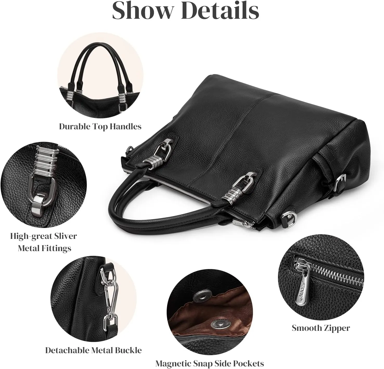 S-ZONE Women Genuine Leather Handbag Shoulder Purse Satchel Tote Crossbody Bag