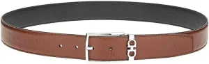 Salvatore Ferragamo Mens Black/Brown Leather Belt