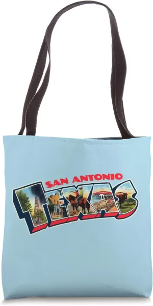 San Antonio Texas Vintage Postcard Style Travel Logo Tote Bag