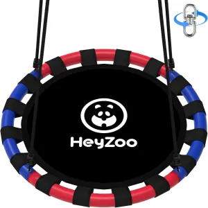 Saucer Swing, 40 Inch Swing Sets for Backyard and Outdoor Playground, 900lbs Weight Capacity, with 360 Degree Swivel, Gifts for Kids, Blue and Red