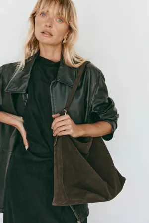 Savannah Dark Chocolate Suede Hobo Bag | Vestirsi