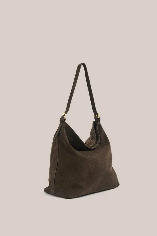 Savannah Dark Chocolate Suede Hobo Bag | Vestirsi