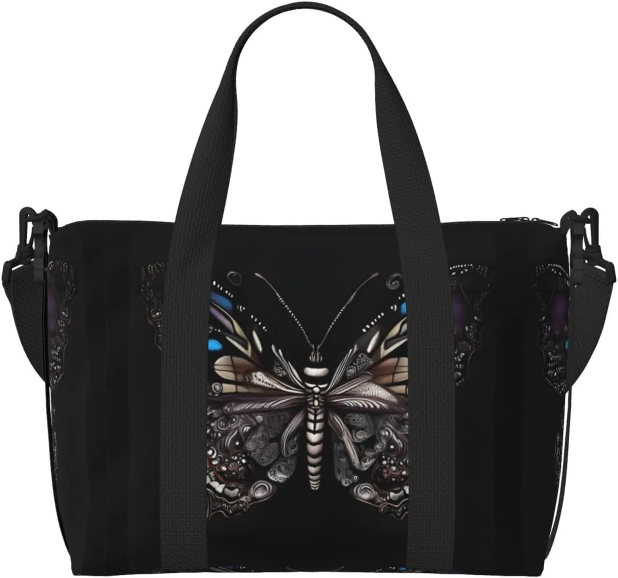 Science Butterfly Hand-held messenger travel bag, suitable for work, travel, fitness, tourism, women's casual handbag with zipper,
