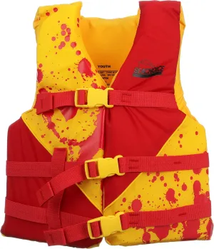 Seachoice Level 70 Life Jacket, Deluxe Adjustable Boat Vest, Bright Yellow and Red, Youth, 55-88 Lbs.