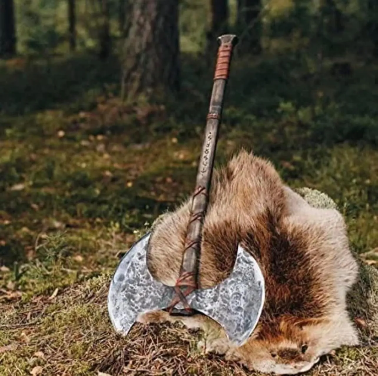 SHINY CRAFTS | 40" Handmade Double Head Berserker Axe, Large Norse Axe, Hand Forged Steel Axe,Double Blade Axe, Forest Axes Hewing Axe Broad Axe Hunting Axe Dane Axe (VBA-00)