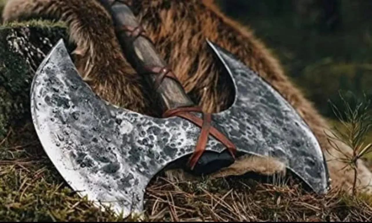 SHINY CRAFTS | 40" Handmade Double Head Berserker Axe, Large Norse Axe, Hand Forged Steel Axe,Double Blade Axe, Forest Axes Hewing Axe Broad Axe Hunting Axe Dane Axe (VBA-00)