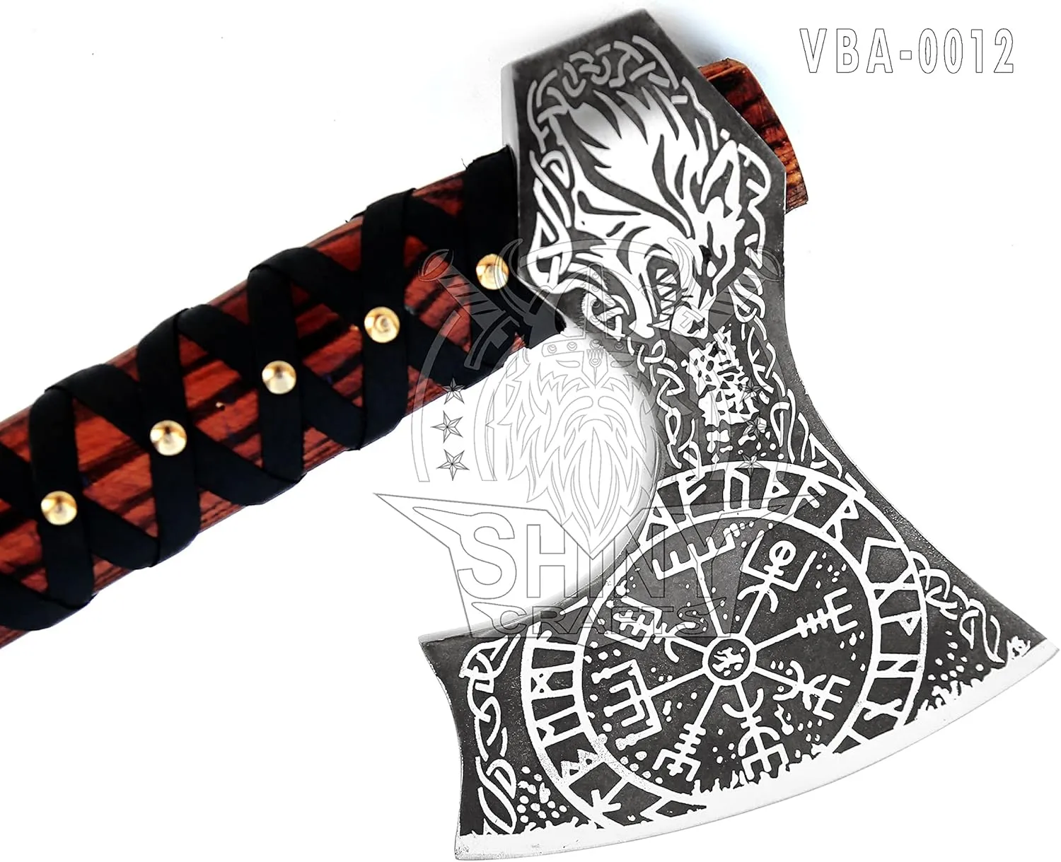 SHINY CRAFTS- Axes Berserker Axe Hatchet Tomahawk Norse Axe - 27" Long Axe Fenrir Axe Handmade Axe, Axe Gift for Men Genuine Leather Sheath (SCA-12)