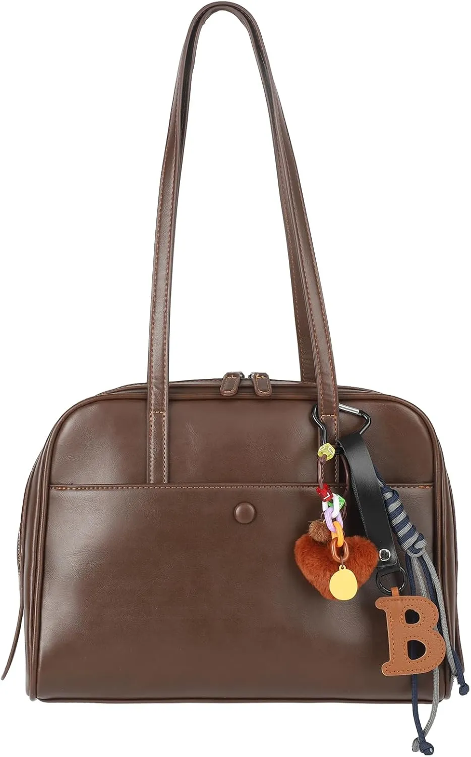 Shoulder Bag For Woman Boho Bag With Charms Vintage Brown Slouchy Pure Daily Handbag