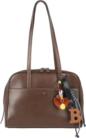 Shoulder Bag For Woman Boho Bag With Charms Vintage Brown Slouchy Pure Daily Handbag