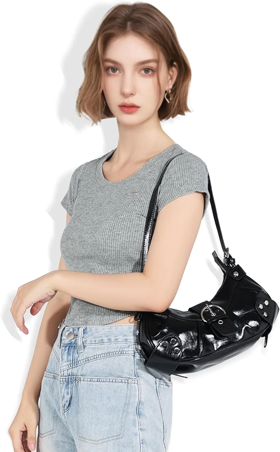 Shoulder Bag for Women - PU Leather Purse Adjustable Strap Hobo Crossbody Handbag with Zipper Closure