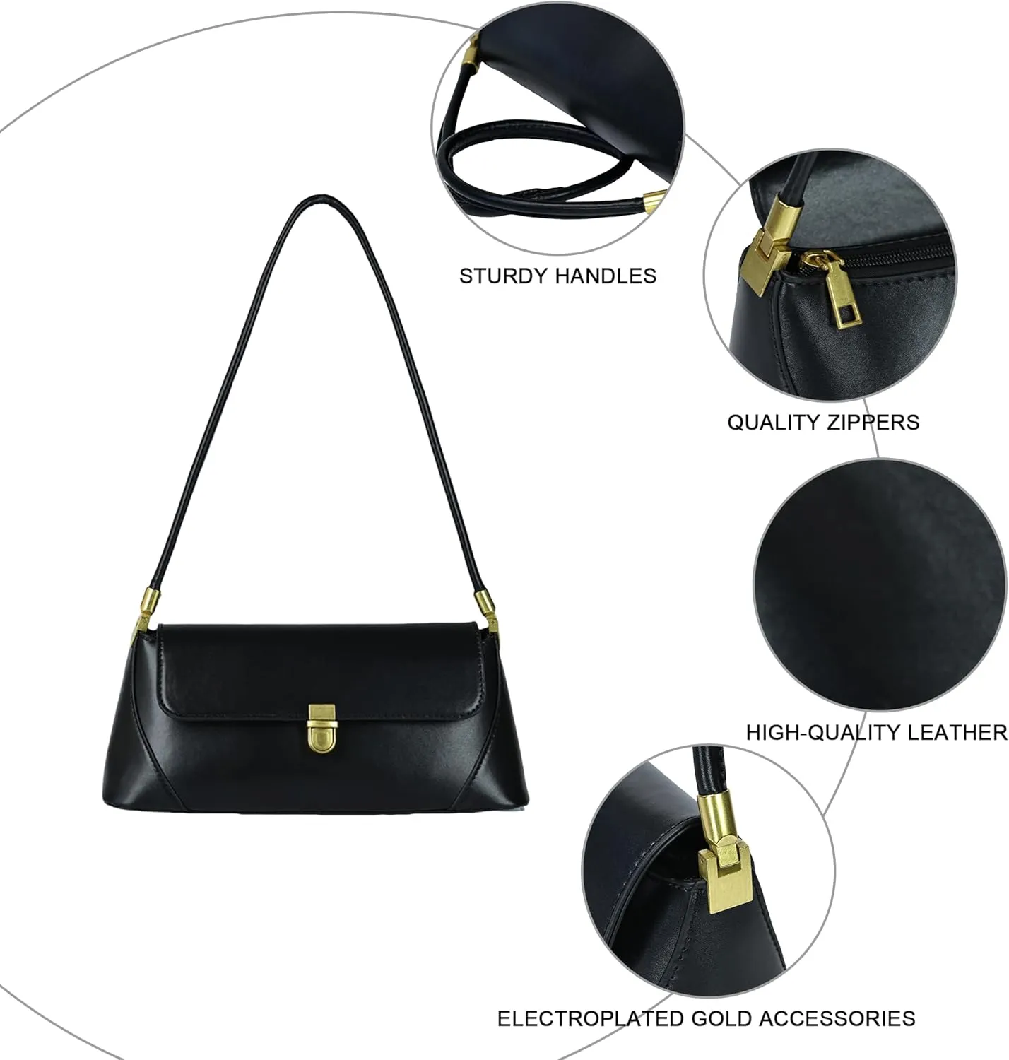 Shoulder Bag for Women Vintage Purse Leather Handbags Small Tote Bags with Buckle Closure