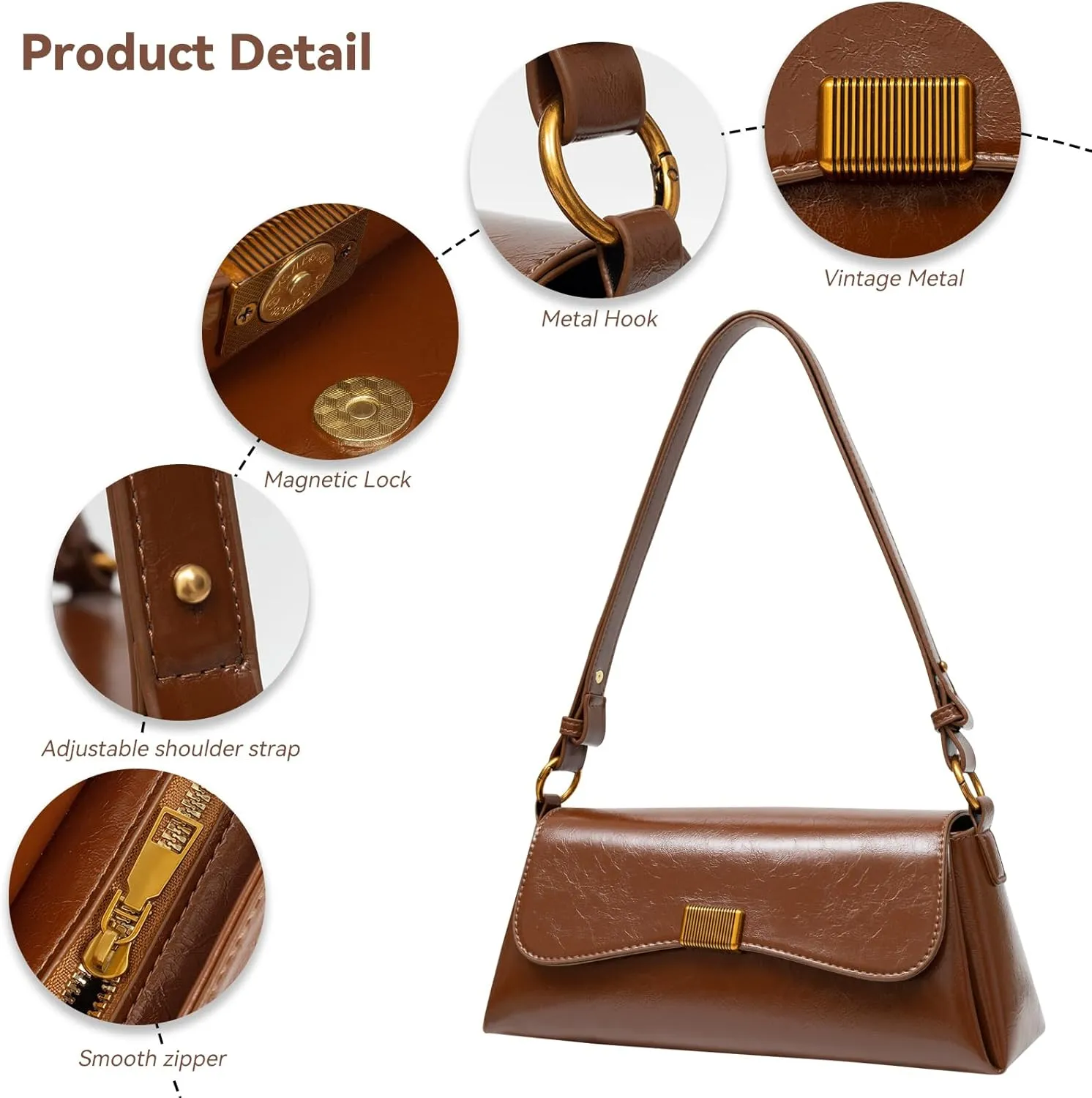 Shoulder Bag for Women Y2K Trendy Underarm Purse， Vegan Leather Clutch Hobo Handbags