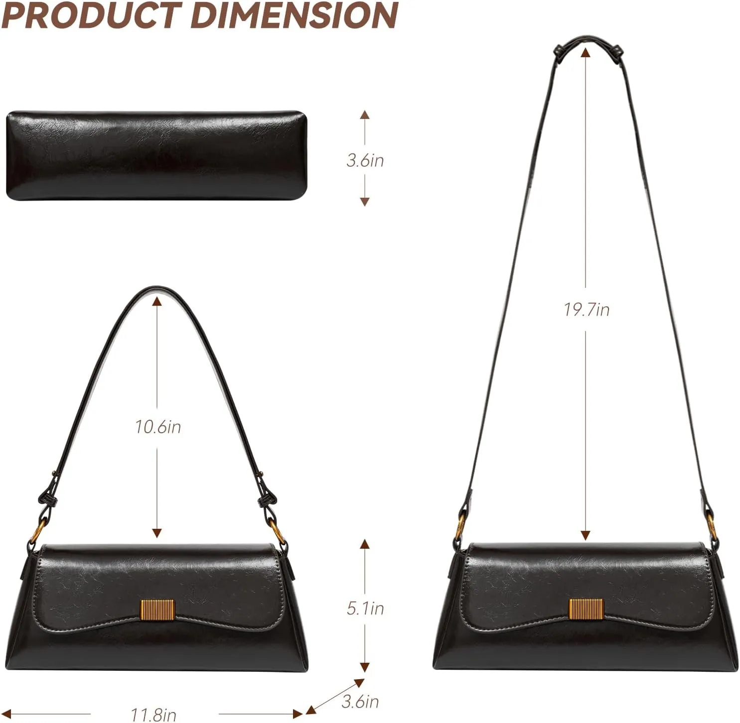 Shoulder Bag for Women Y2K Trendy Underarm Purse， Vegan Leather Clutch Hobo Handbags