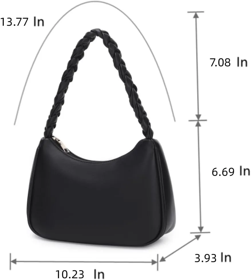 Shoulder Bags for Women, Cute Hobo Tote Handbag Mini Clutch Purse with Zipper Closure