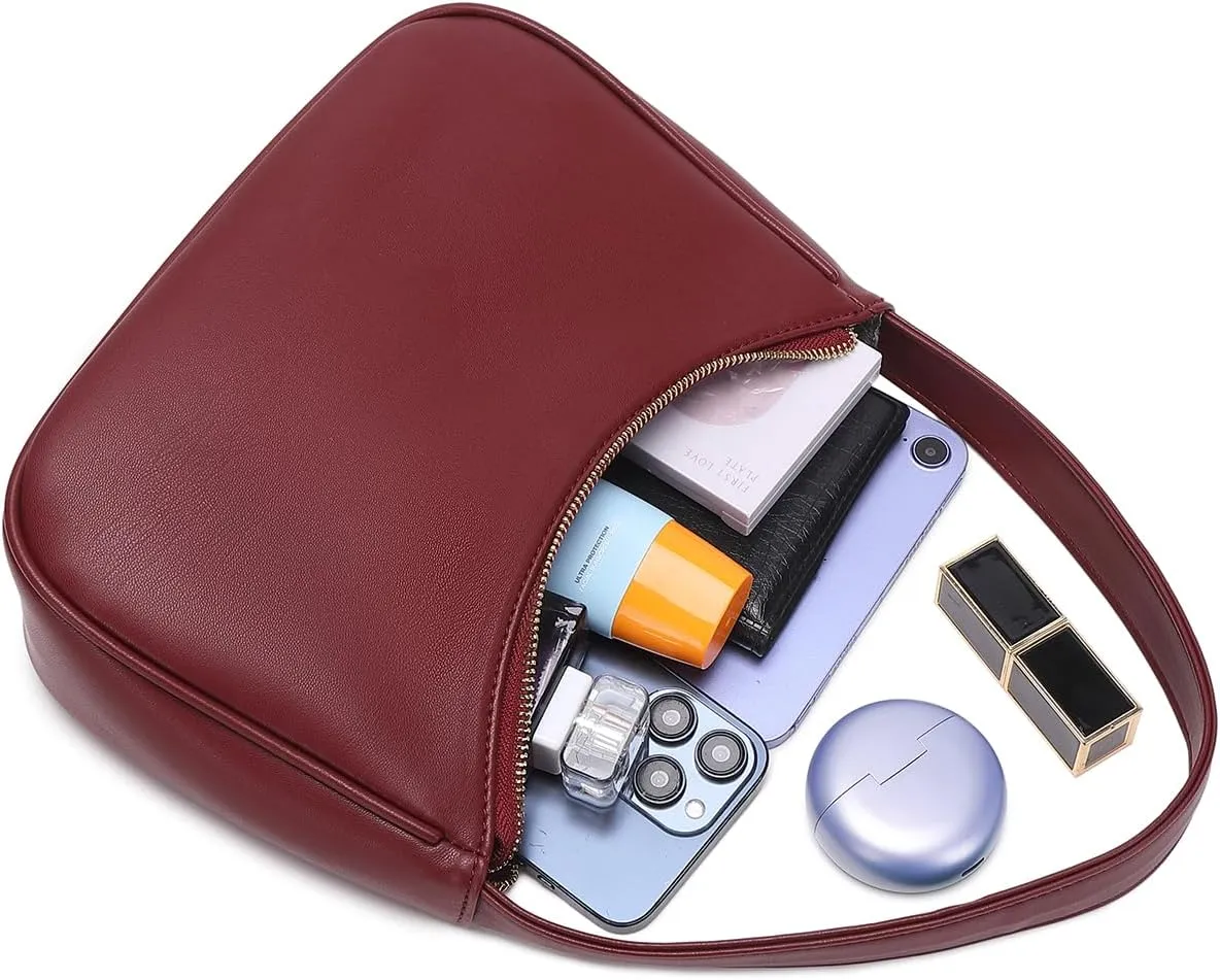 Shoulder Bags for Women, Cute Hobo Tote Handbag Mini Clutch Purse with Zipper Closure