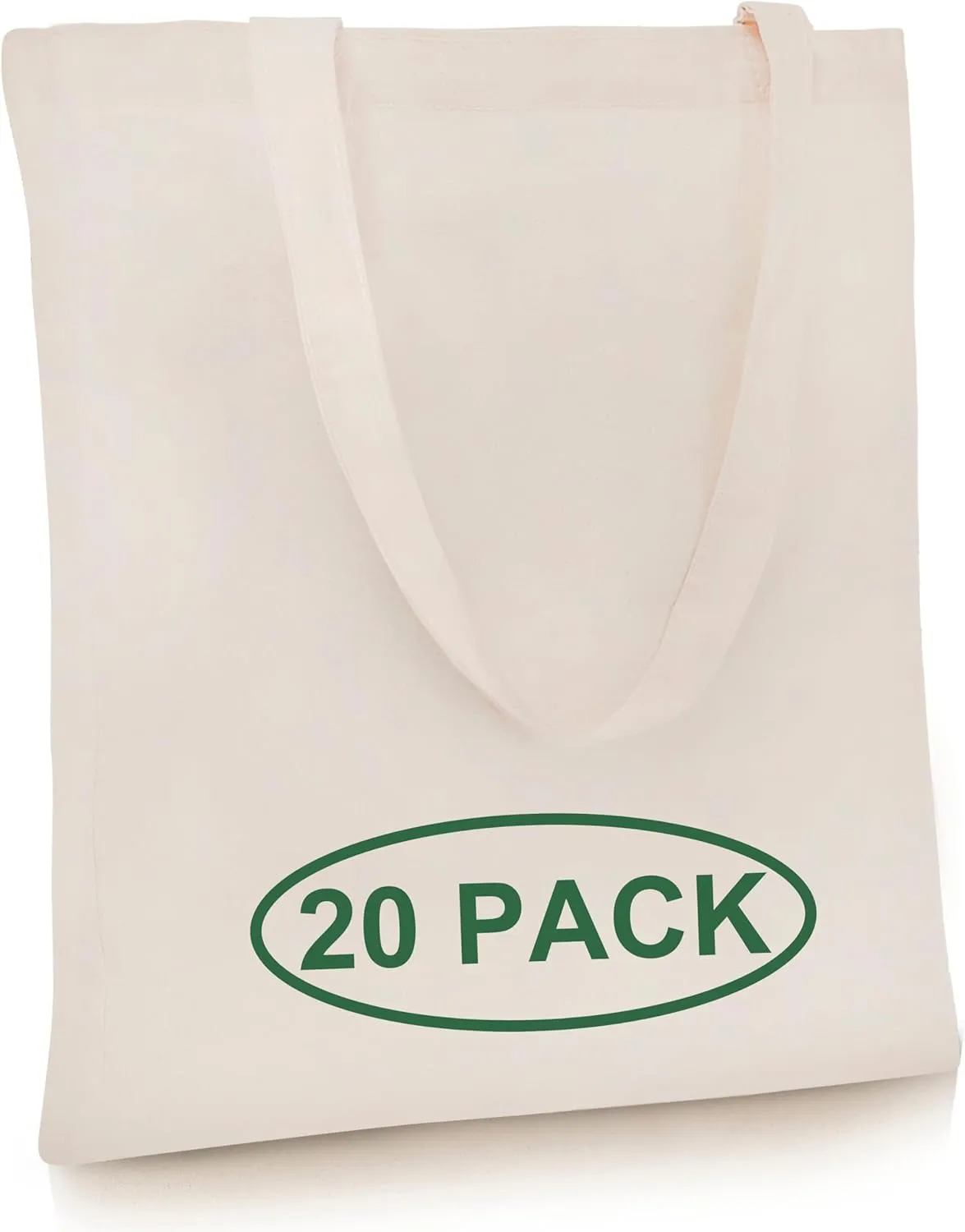 Simply Cool 20-Pack Canvas Tote Bags Bulk, Reusable, Grocery Medium Lightweight Cotton Cloth Bags for Promotion, Advertising, DIY Projects, Crafts, Painting, Embroidery, Custom Logo