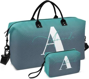 Sinestour Gradient Custom Travel Duffel Bag for Men Women with Makeup Bag Personalized Carry On Bags