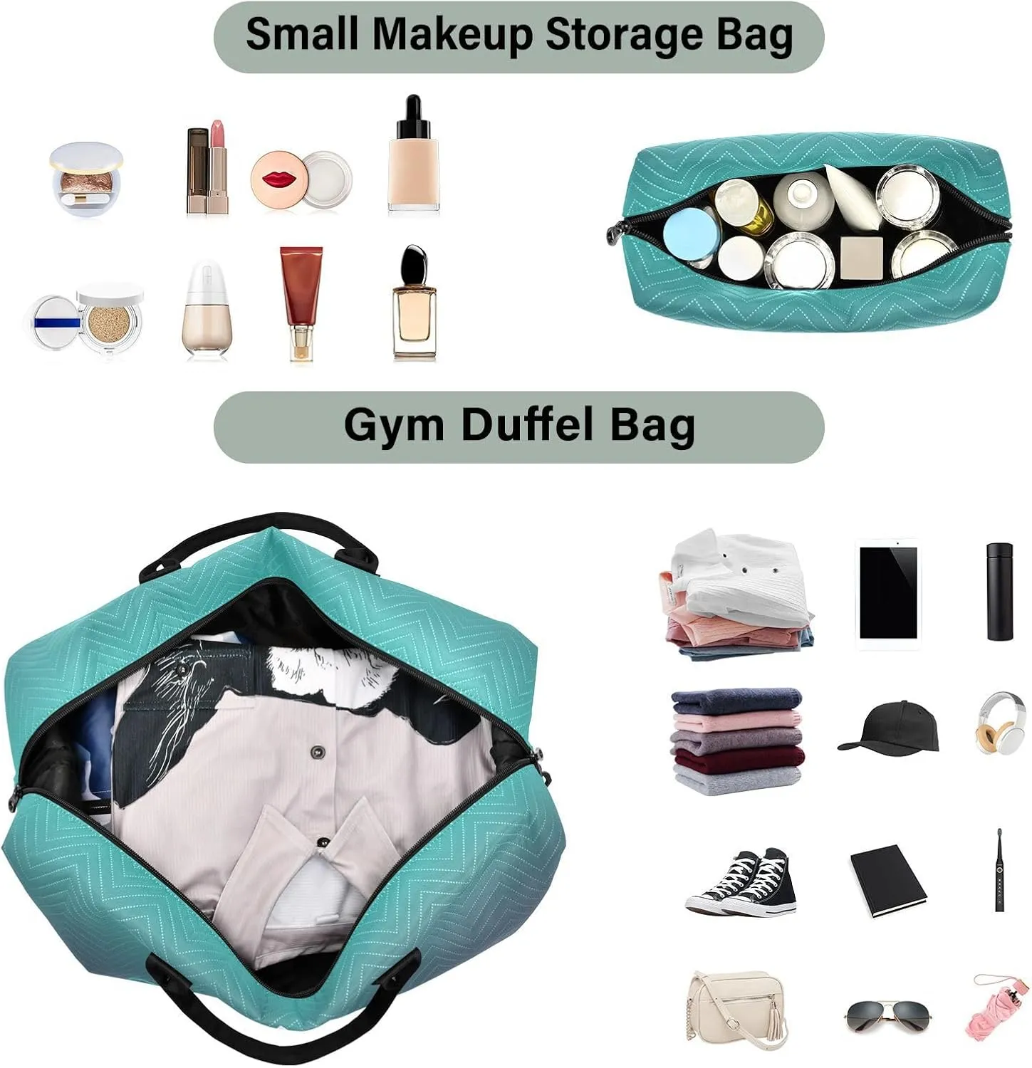 Sinestour Gradient Custom Travel Duffel Bag for Men Women with Makeup Bag Personalized Carry On Bags