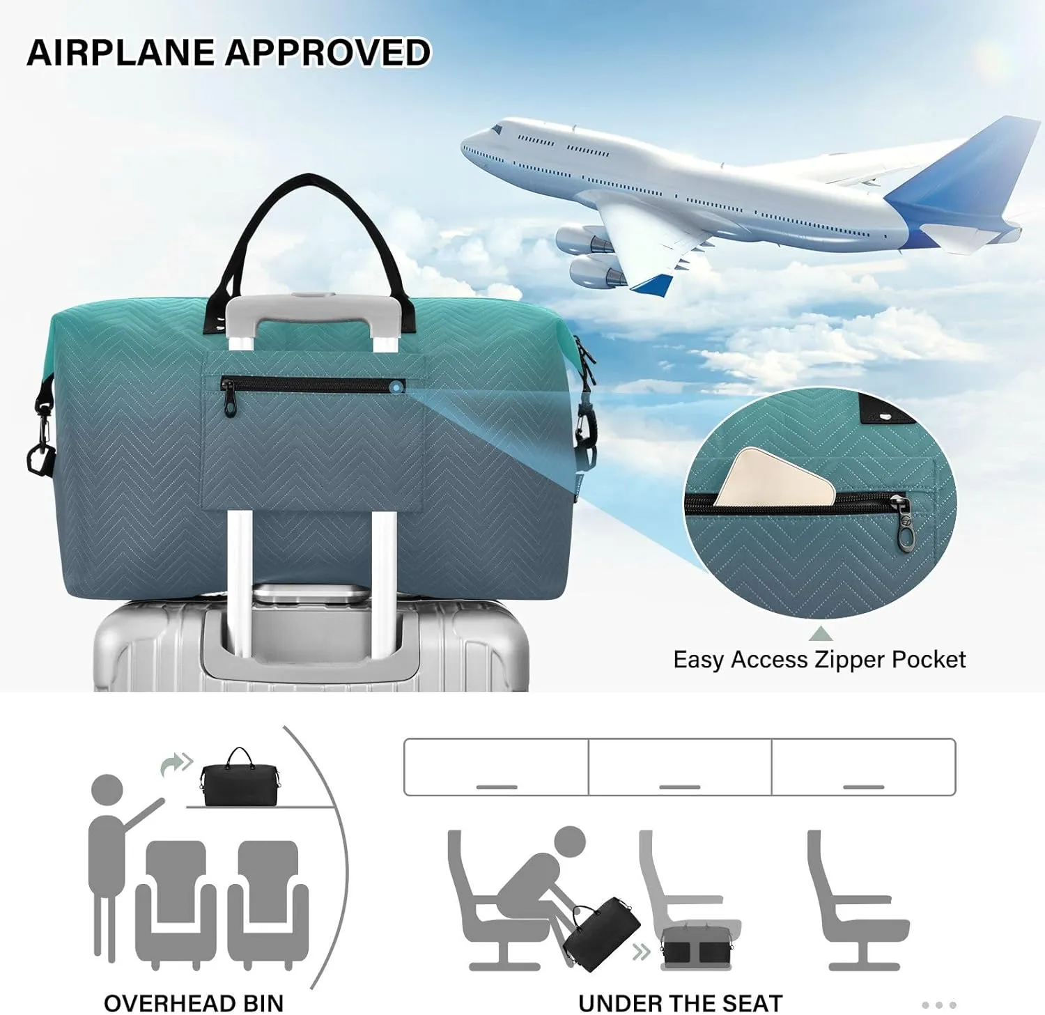 Sinestour Gradient Custom Travel Duffel Bag for Men Women with Makeup Bag Personalized Carry On Bags