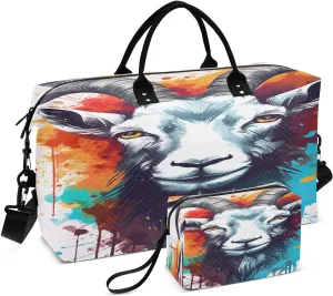 Sinestour Sheep Colorful Travel Duffel Bag for Men Women with Makeup Bag Weekend Overnight Carry On Bags for Yoga Travel Gym