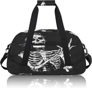 Skeleton Funny Skull Small Gym Bag 18 inch Carry On Duffel Bag for Weekender Travel Sports Workout Yoga Gymnastics Dance Ballet