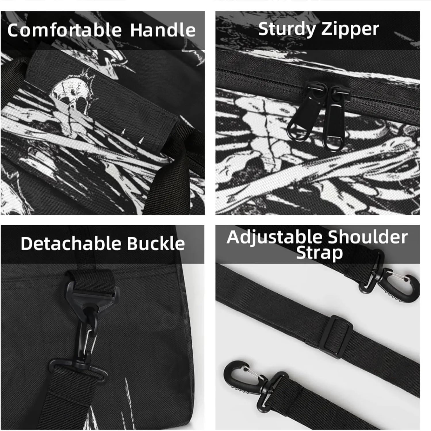 Skeleton Funny Skull Small Gym Bag 18 inch Carry On Duffel Bag for Weekender Travel Sports Workout Yoga Gymnastics Dance Ballet