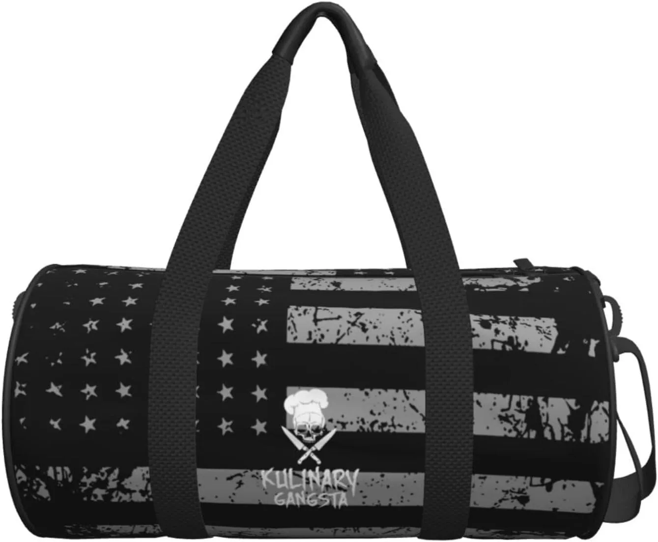 Skull Chef Cooking Skull Travel Luggage Duffel Bag Sports Rolling Foldable Duffel Bag, Black