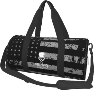 Skull Chef Cooking Skull Travel Luggage Duffel Bag Sports Rolling Foldable Duffel Bag, Black