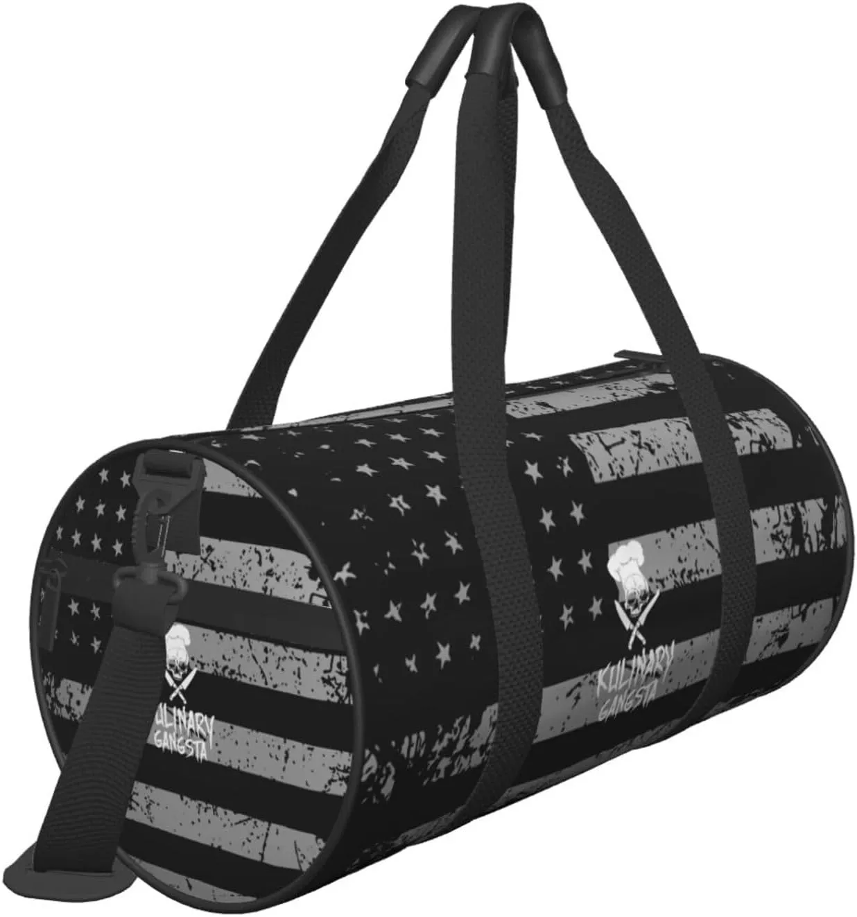 Skull Chef Cooking Skull Travel Luggage Duffel Bag Sports Rolling Foldable Duffel Bag, Black