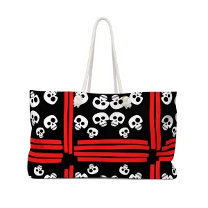 Skull Red and White Weekender Bag