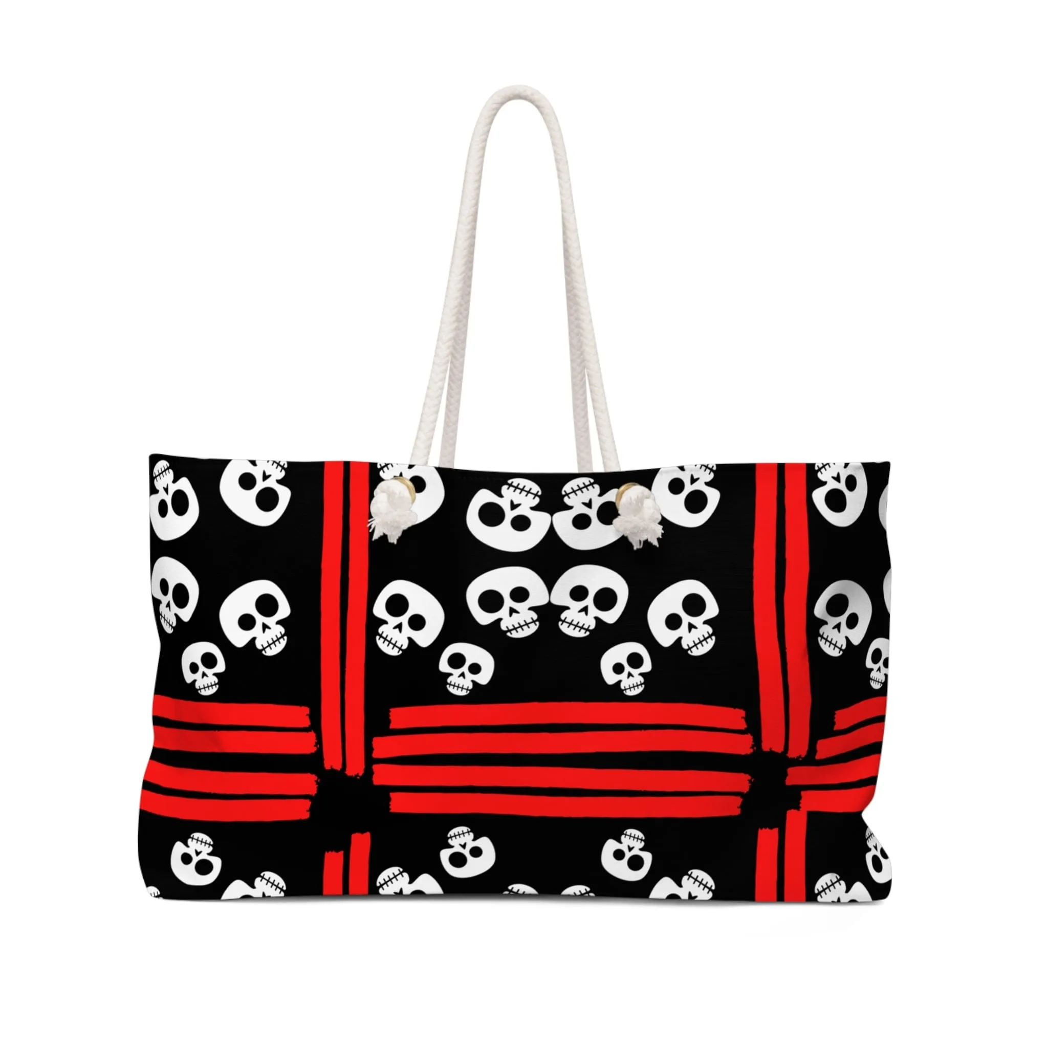 Skull Red and White Weekender Bag